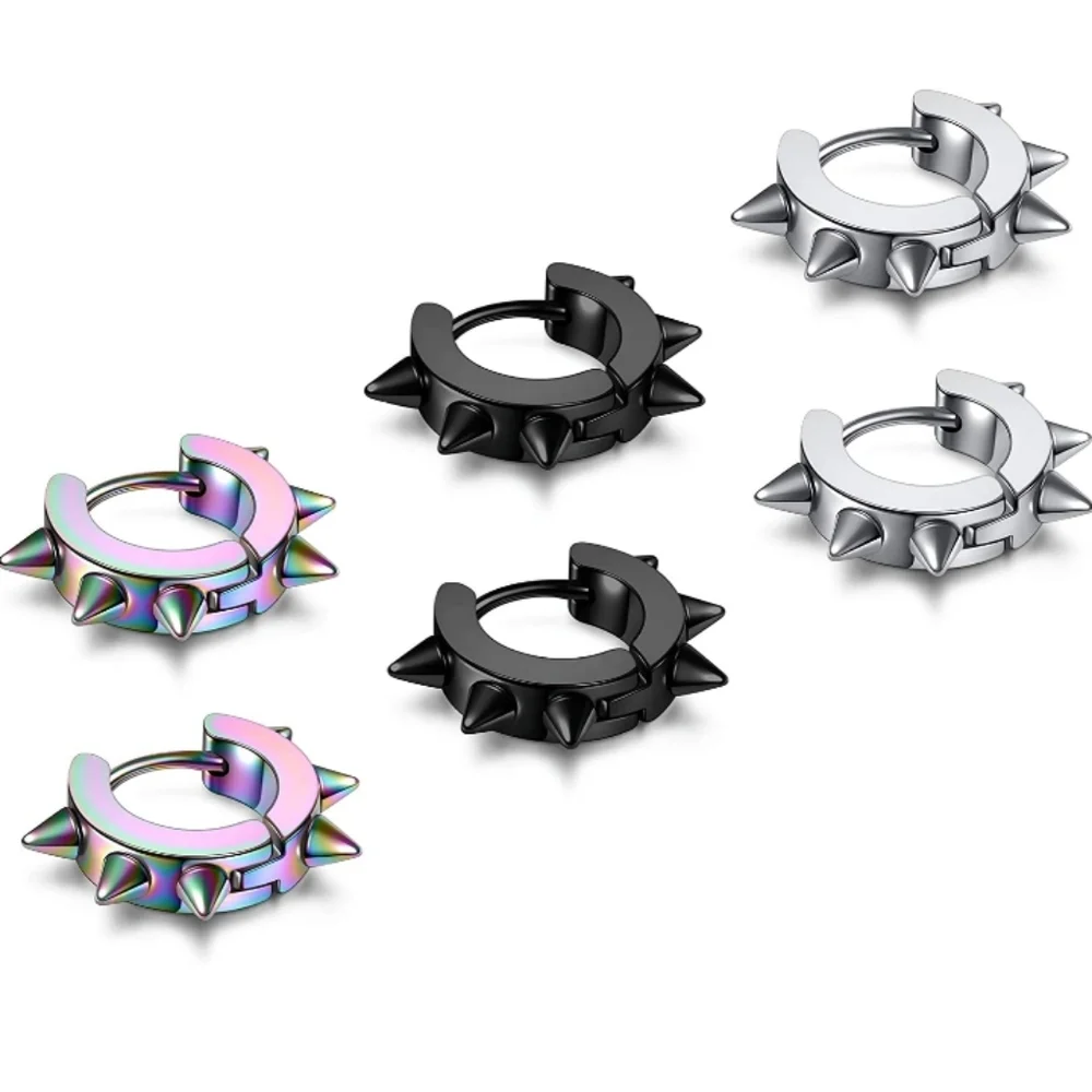Men-Women 3 Pairs Set  Spike Punk Earring